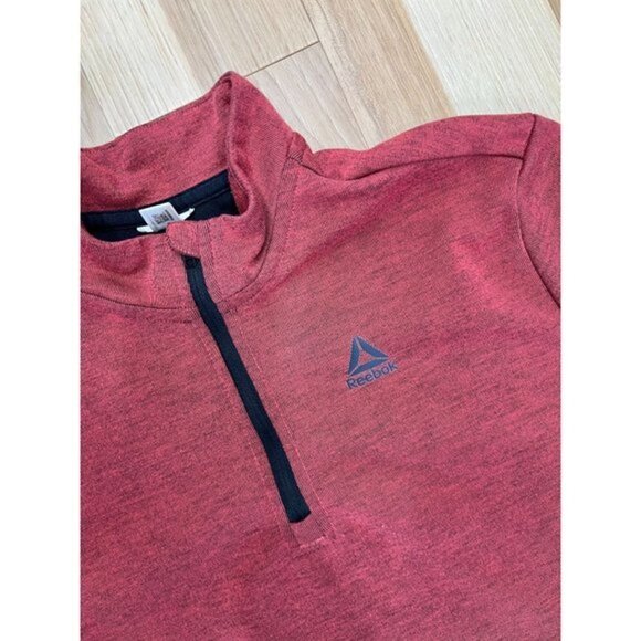 Men's Reebok Crossfit Red Heathered Quarter Zip Jacket S - Picture 2 of 3